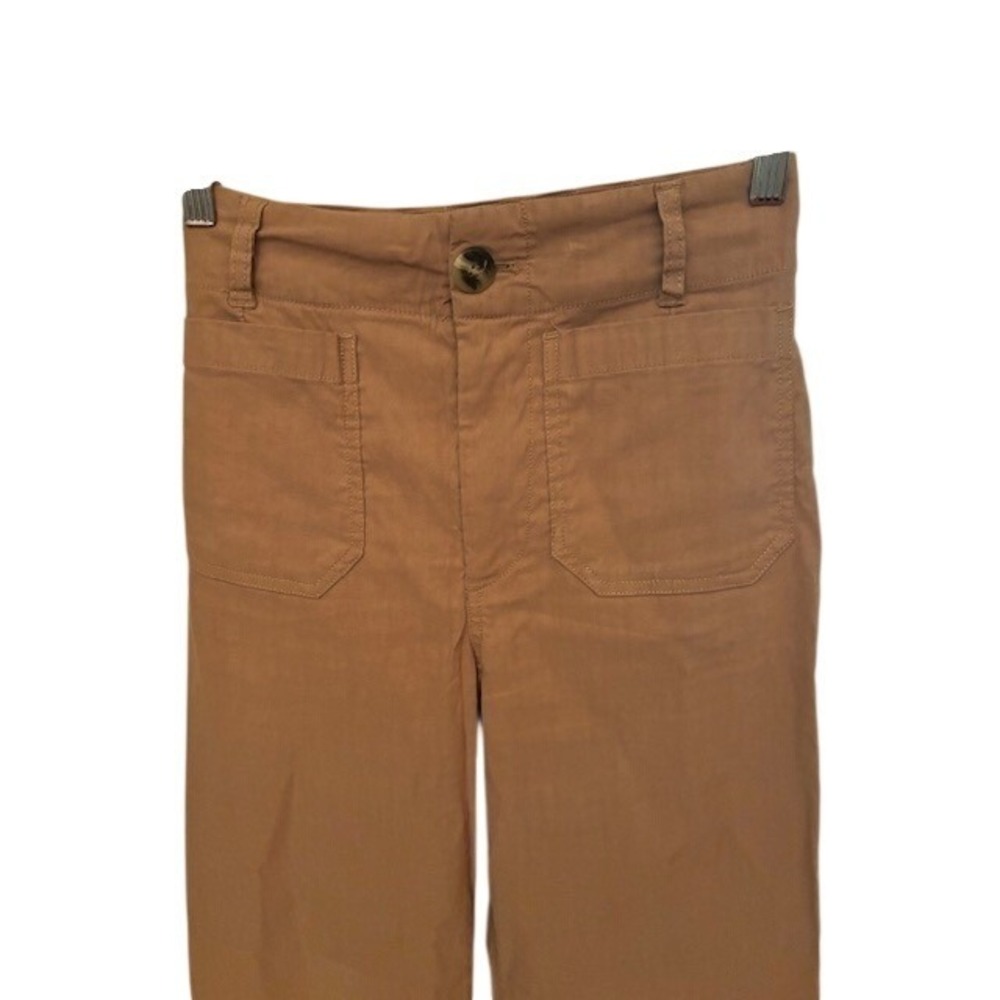 Maeve Anthropologie The Colette Wide Leg Pants Tan Brown Linen Blend Size 26 - Picture 4 of 9